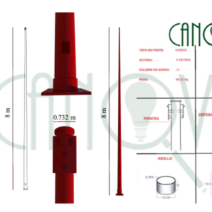POSTE METÁLICO CÓNICO CIRCULAR 8 MTS