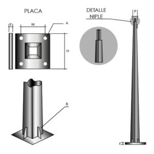 Poste Metálico Cónico Cuadrado | 10 metros